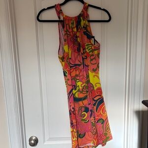 Vibrant Asymmetrical Dress with Swirl Patterns